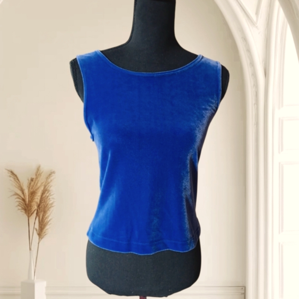 Velvet. Blue Sleeveless Women's Belly Button Length Top. Brand New. Size M. New!